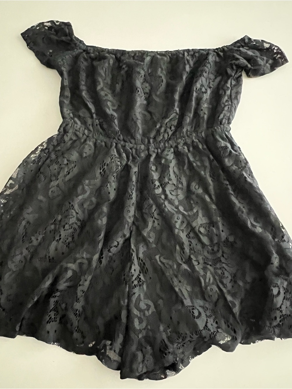 LF NWT Black Off-Shoulder Lace romper summer resort vacation M